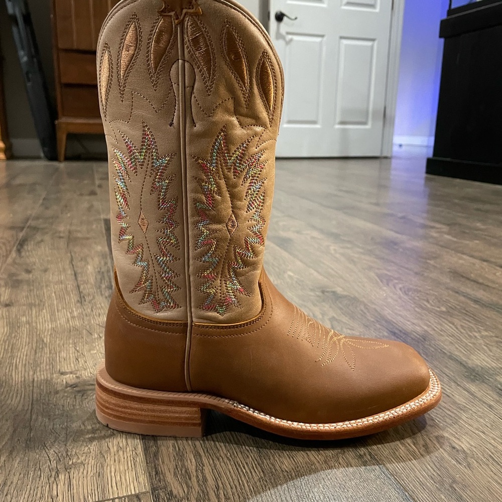 Tan and Brown Heeled Boots